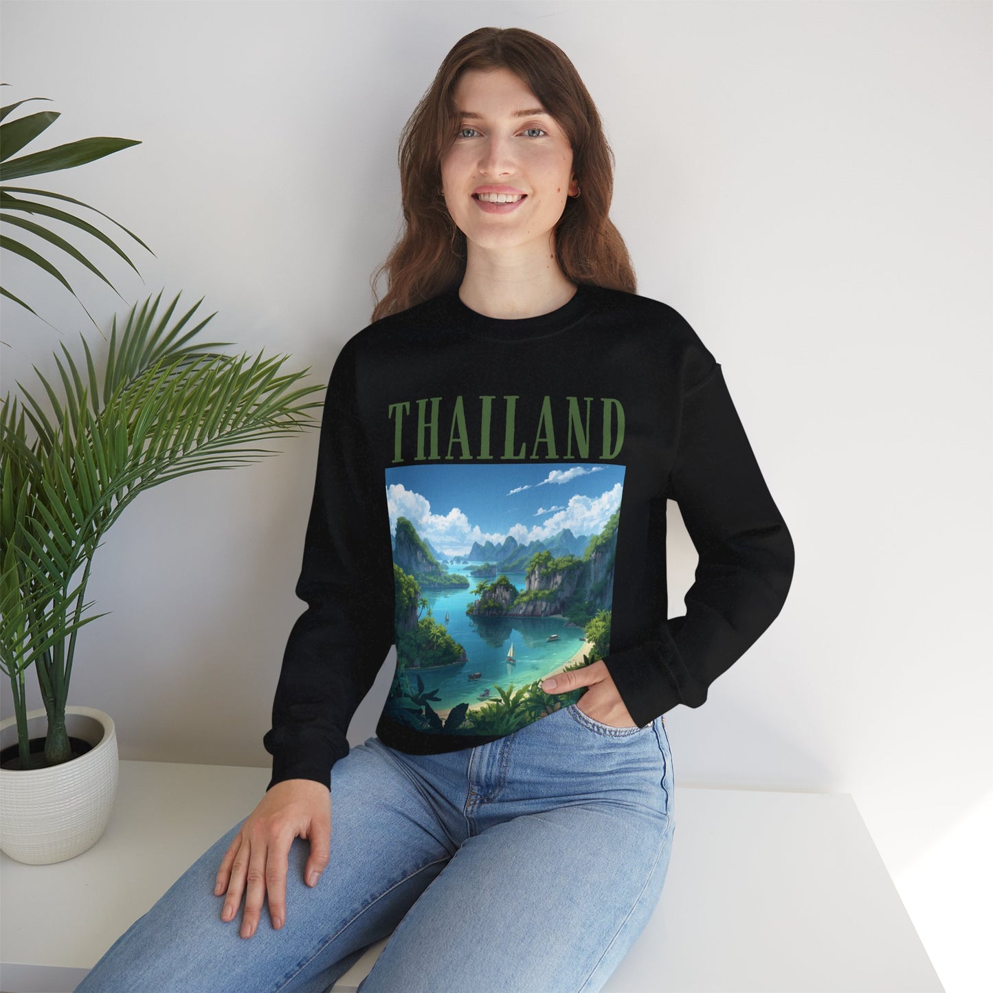Thailand Scenic Crewneck Sweatshirt — Tropical Island Graphic Pullover