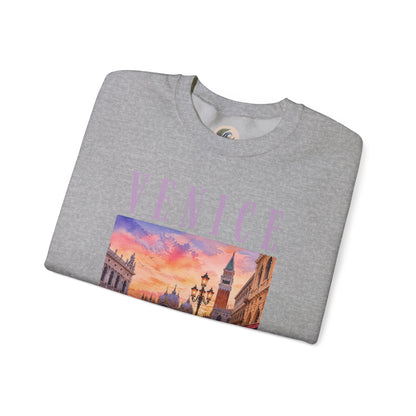 Venice Sunset Crewneck Sweatshirt — Vintage Canal Travel Graphic