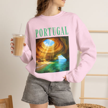 Portugal Benagil Cave Crewneck Sweatshirt — Coastal Travel Graphic Pullover
