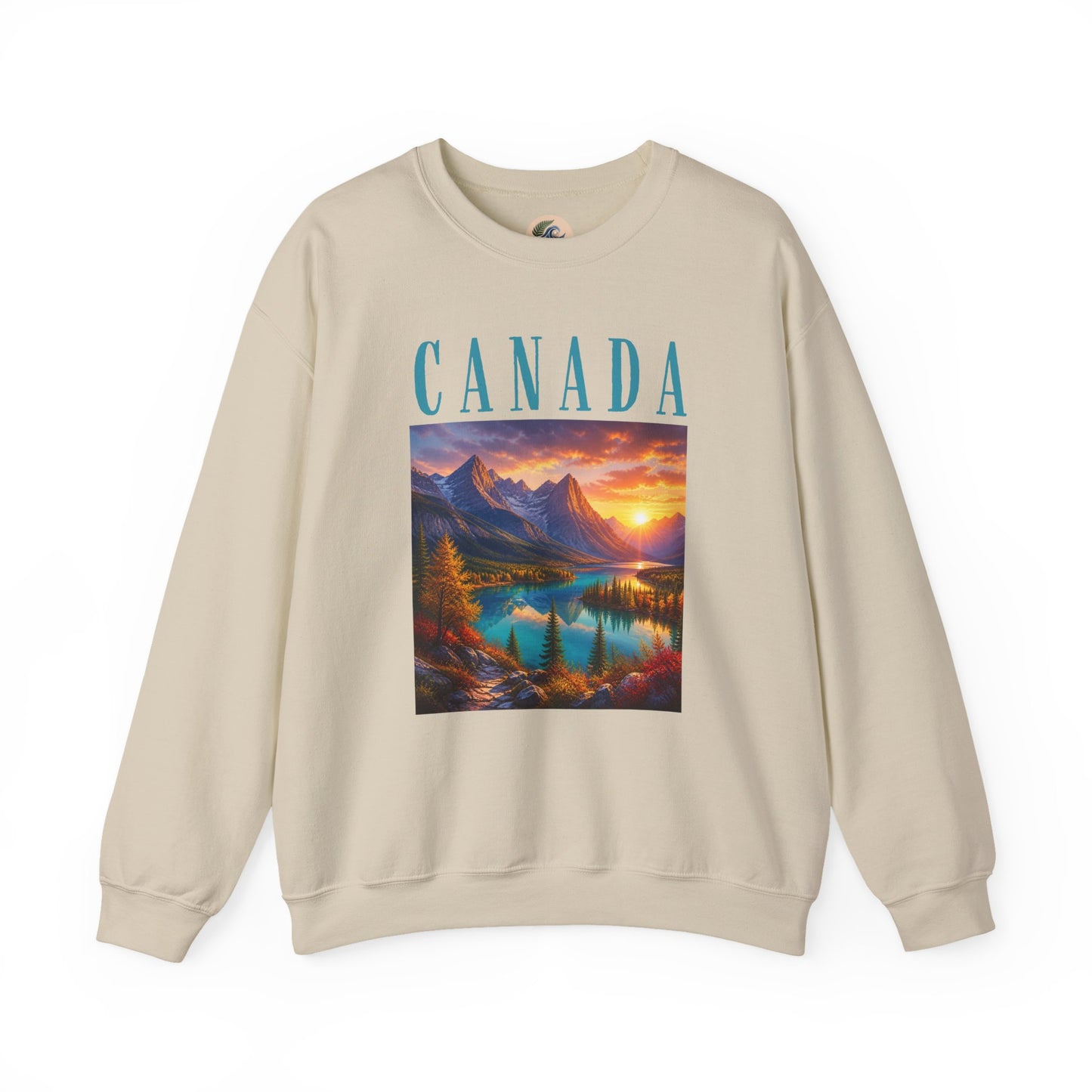 Canada Banff Scenic Crewneck Sweatshirt — Mountain Lake Sunset Graphic