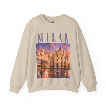 Milan Cathedral Crewneck Sweatshirt – Vintage Travel Cityscape