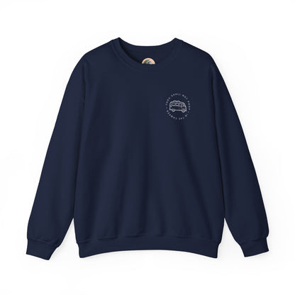 Cozy Camper Crewneck Sweatshirt — Van Life Humour Chest Graphic