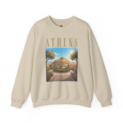 Athens Scenic Crewneck Sweatshirt — Vintage Greece Travel Pullover