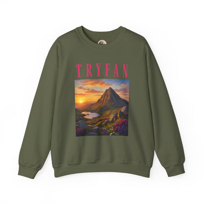 Tryfan Mountain Sweatshirt — Scenic Snowdonia Sunset Landscape Crewneck