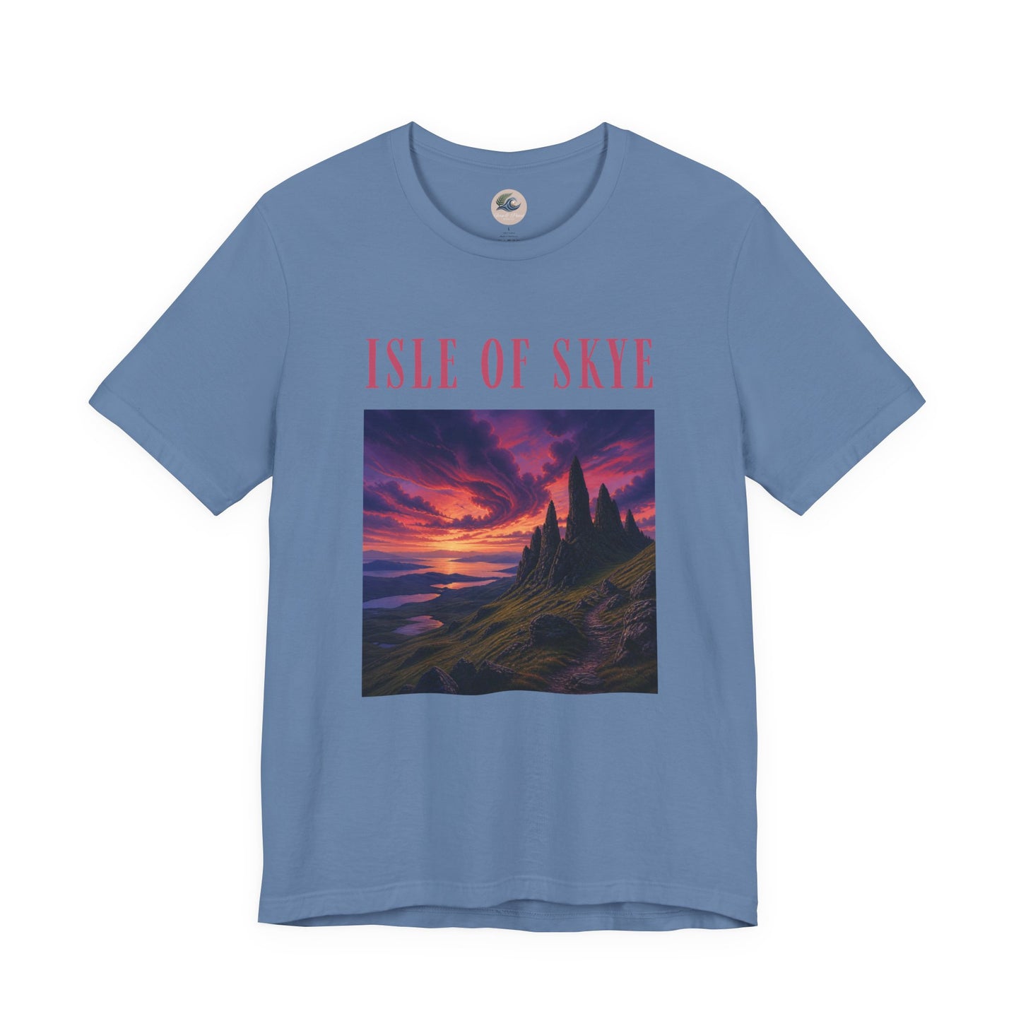 Isle of Skye Scenic Tee — Sunset Landscape Graphic T-Shirt
