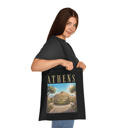 Athens Scenic Tote Bag – Vintage Greek Travel Cotton Tote
