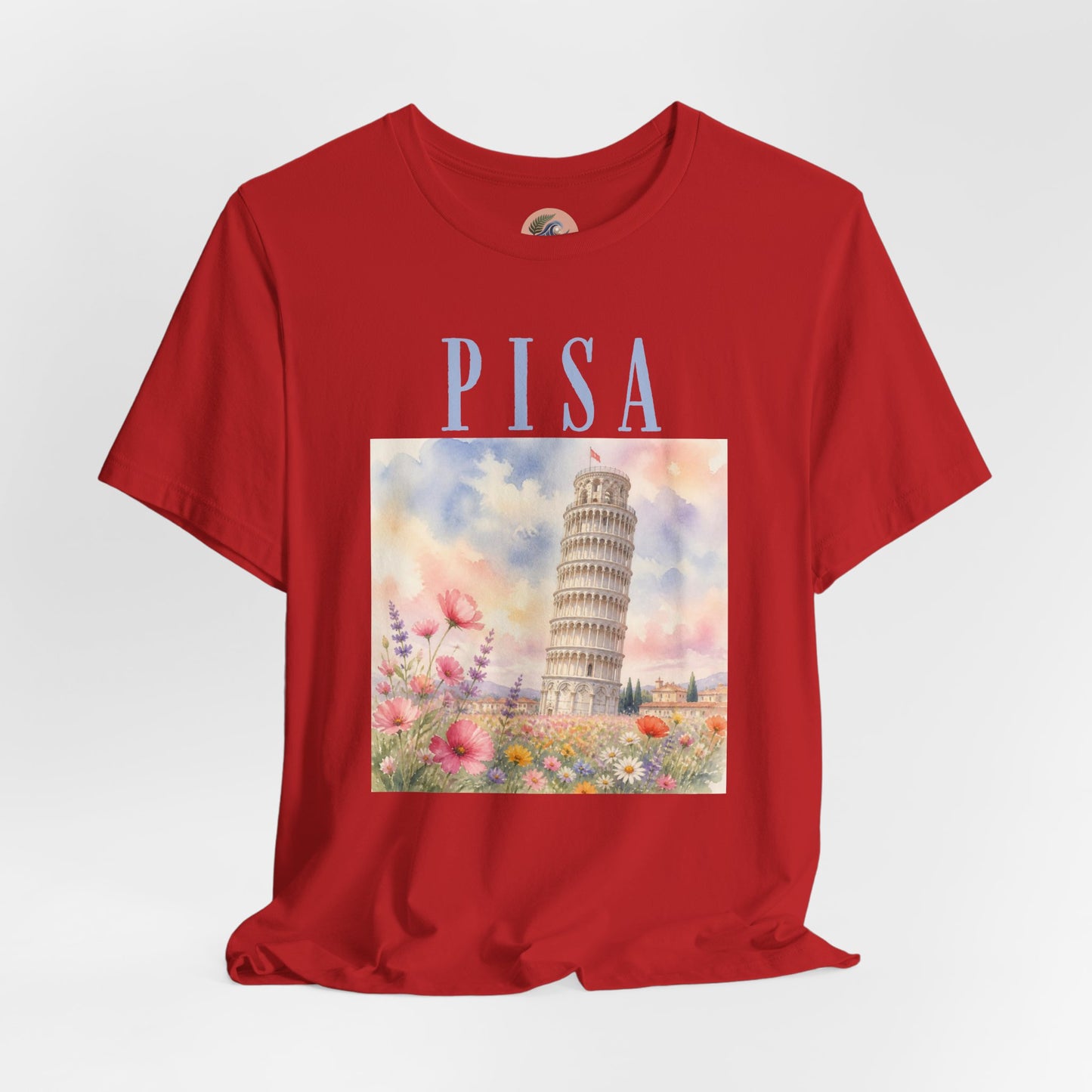 Pisa Floral Illustration T‑Shirt — Leaning Tower Travel Tee