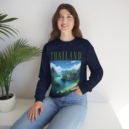Thailand Scenic Crewneck Sweatshirt — Tropical Island Graphic Pullover