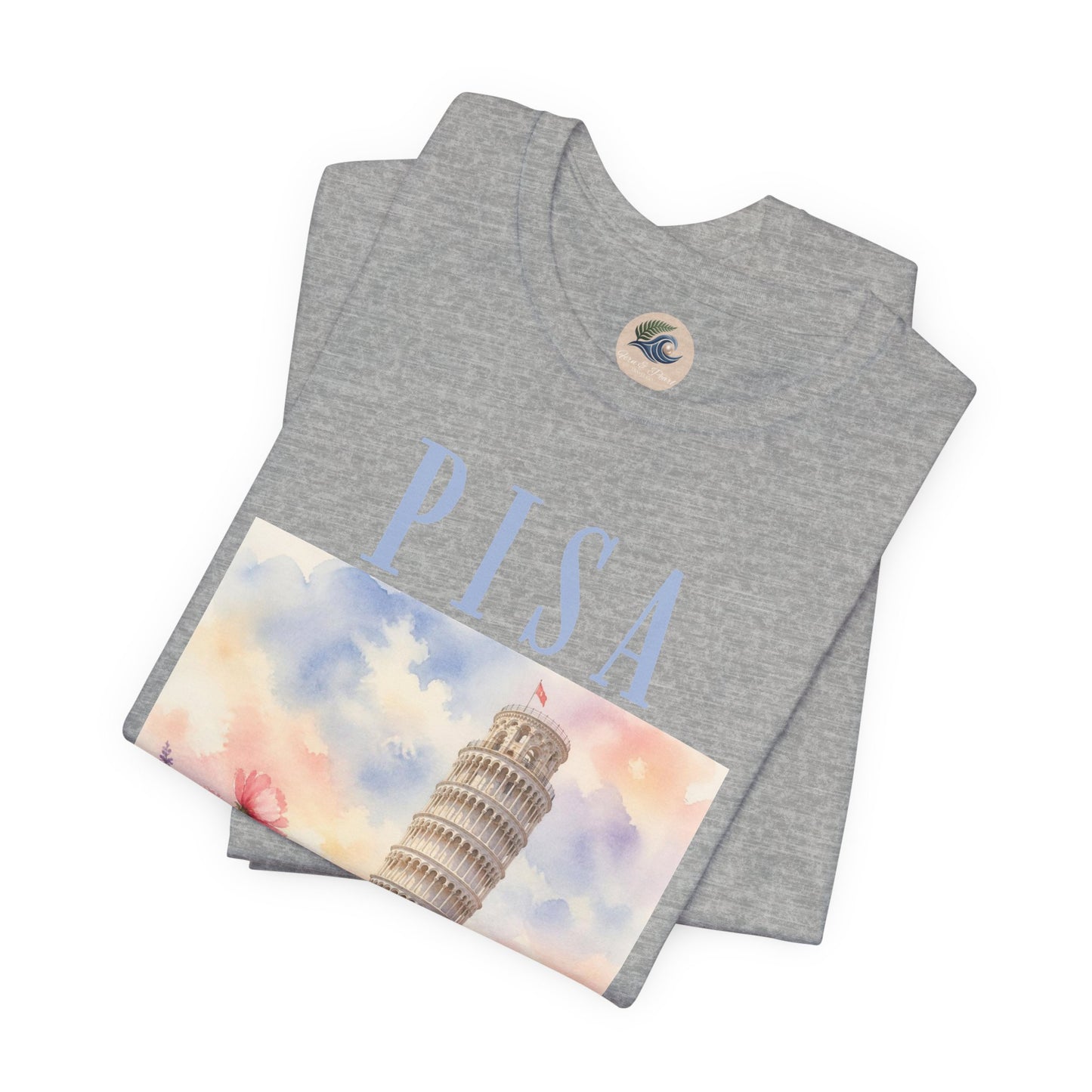 Pisa Floral Illustration T‑Shirt — Leaning Tower Travel Tee