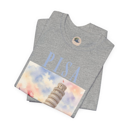 Pisa Floral Illustration T‑Shirt — Leaning Tower Travel Tee