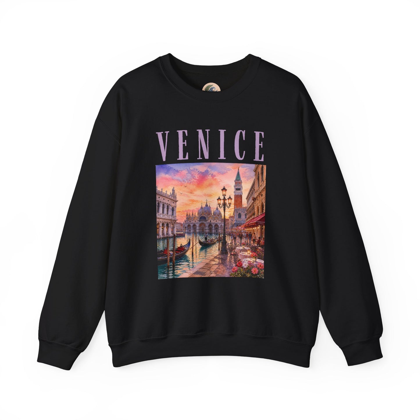 Venice Sunset Crewneck Sweatshirt — Vintage Canal Travel Graphic