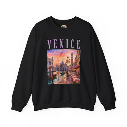 Venice Sunset Crewneck Sweatshirt — Vintage Canal Travel Graphic