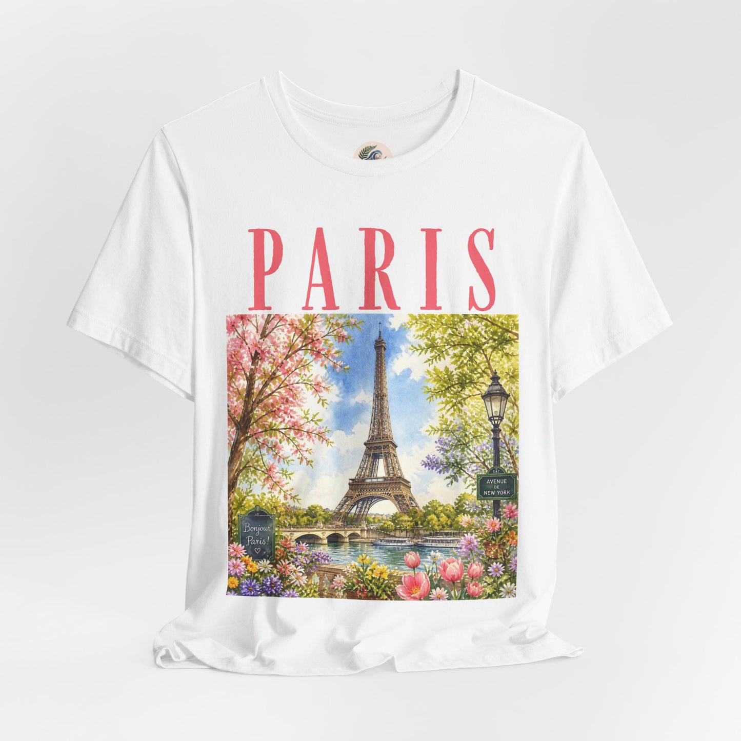 Paris Floral Eiffel Tower Tee — Vintage Romantic France T-Shirt