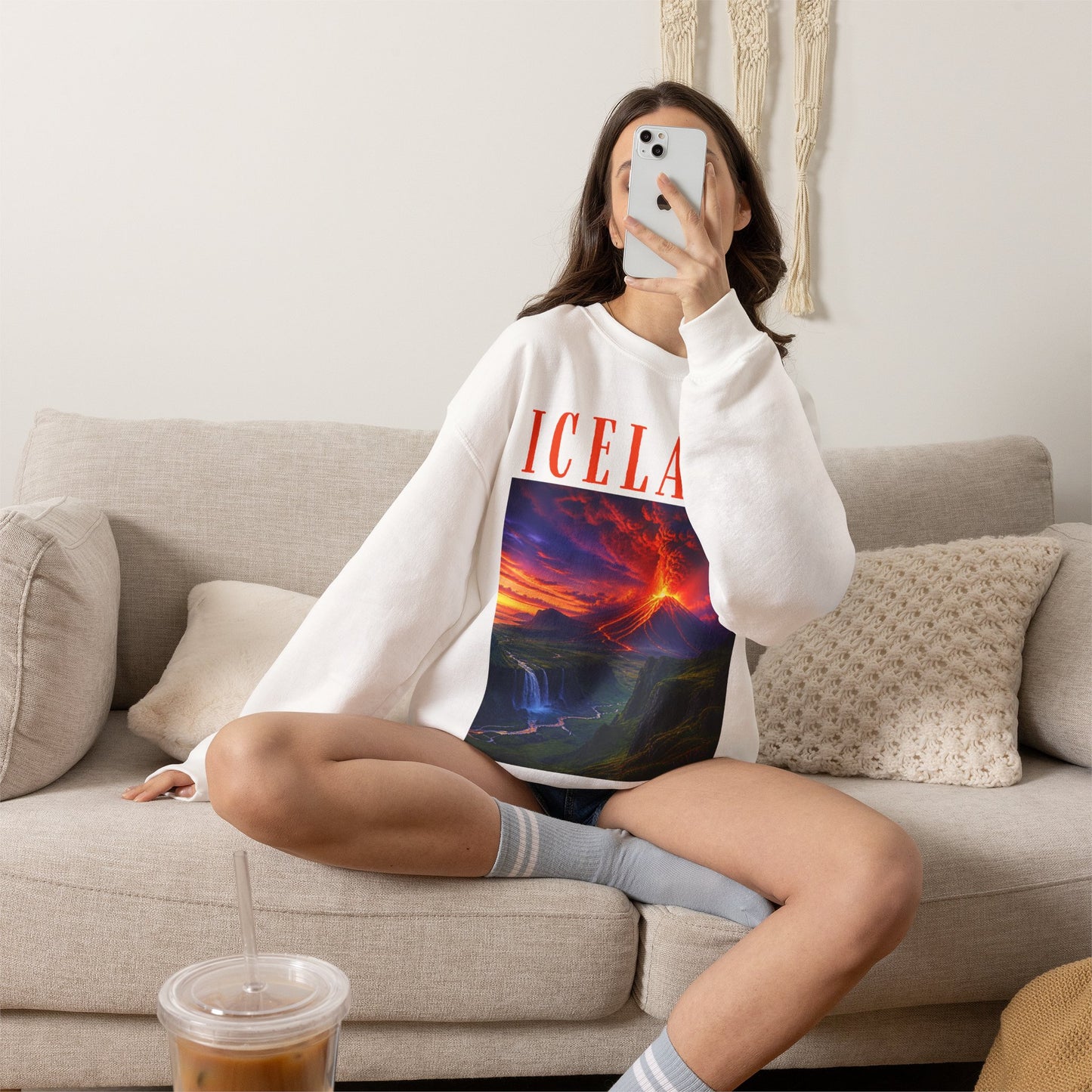 Iceland Scenic Sweatshirt — Volcanic Sunset Landscape Crewneck