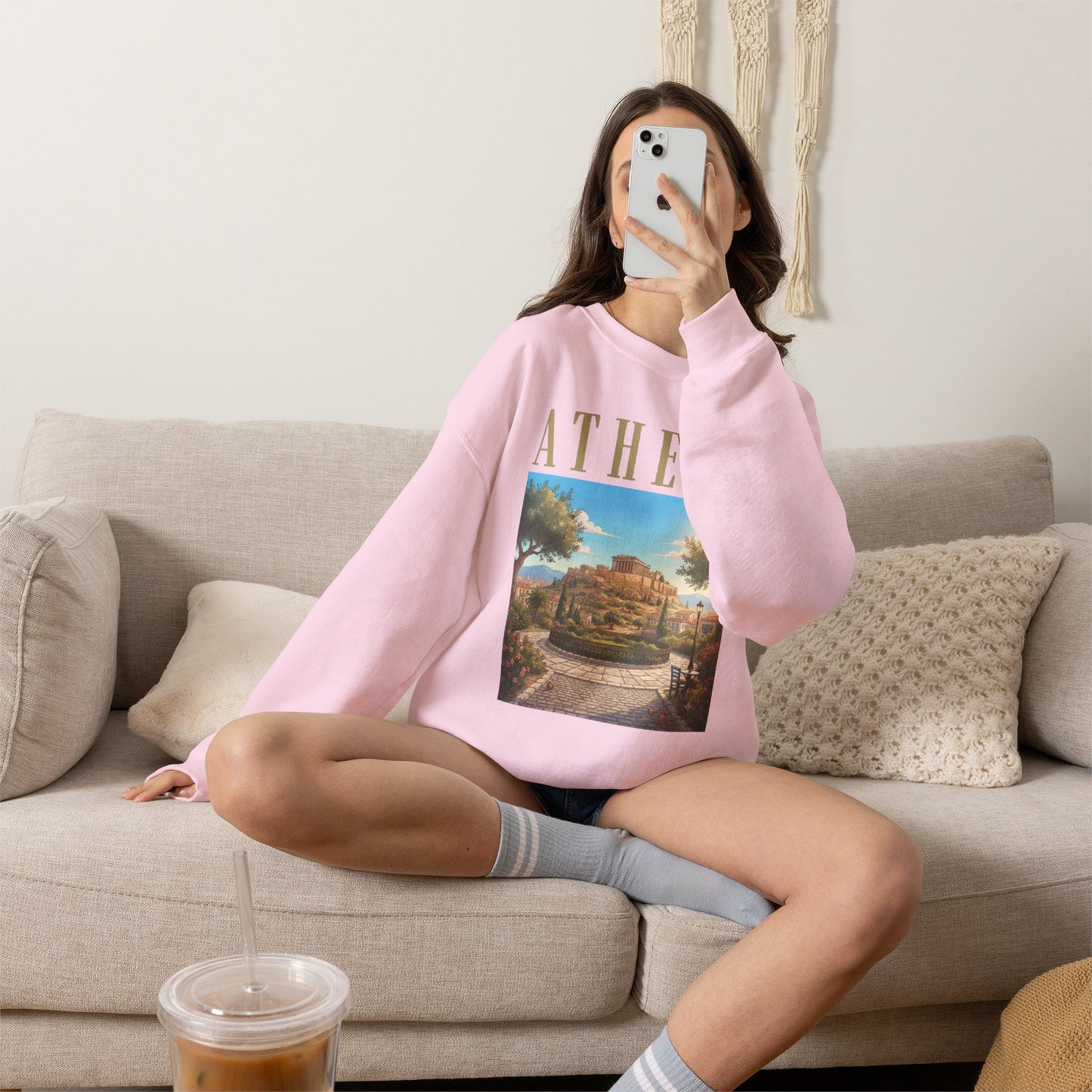 Athens Scenic Crewneck Sweatshirt — Vintage Greece Travel Pullover