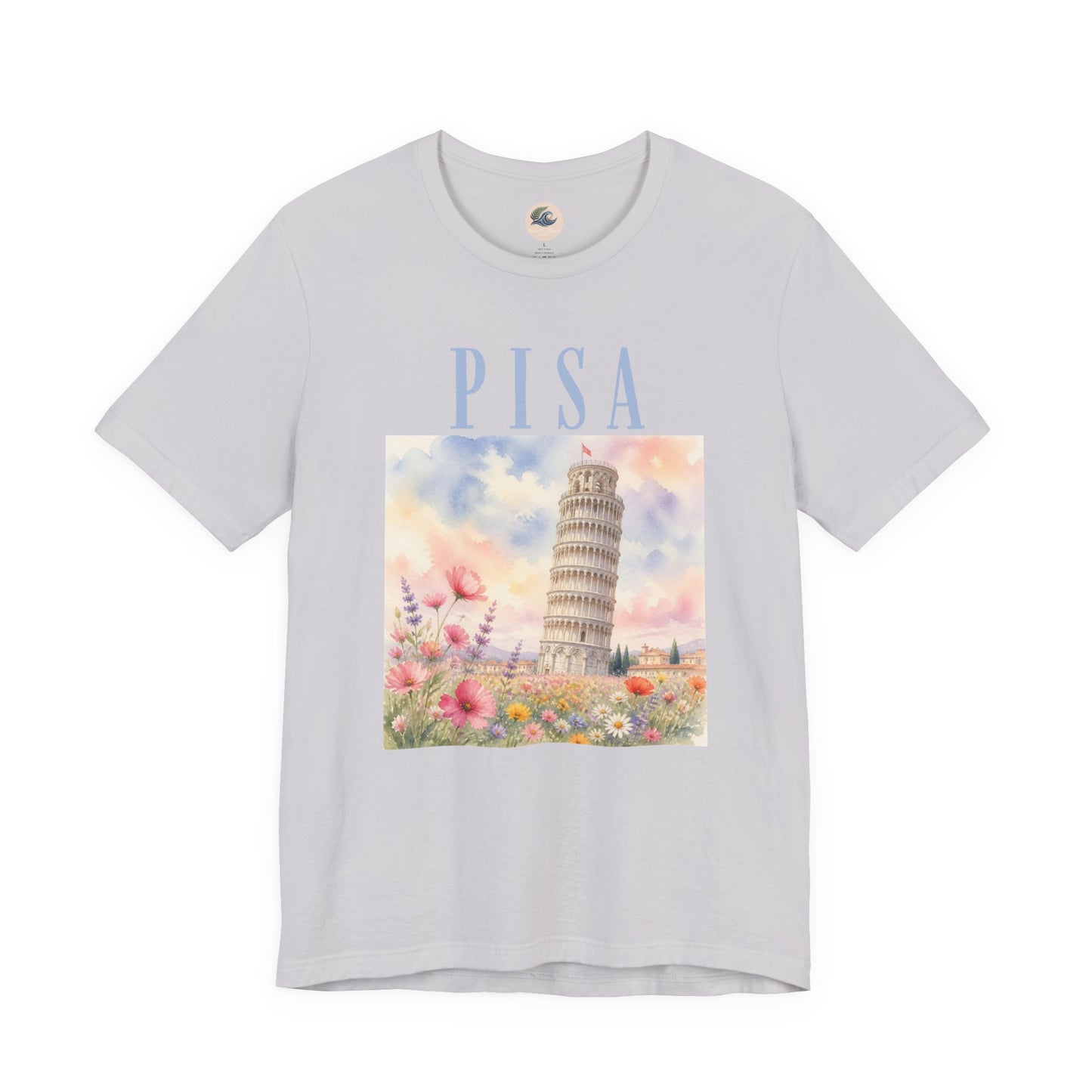 Pisa Floral Illustration T‑Shirt — Leaning Tower Travel Tee