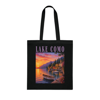Lake Como Sunset Tote Bag — Italian Lakeside Travel Cotton Tote