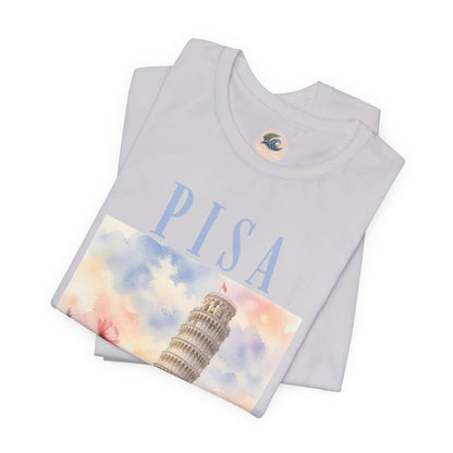 Pisa Floral Illustration T‑Shirt — Leaning Tower Travel Tee