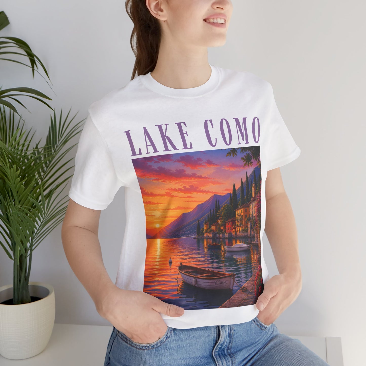 Lake Como Sunset T-Shirt — Scenic Italian Lake Vacation Tee