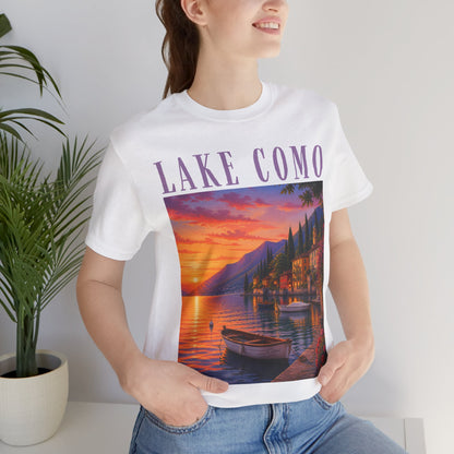 Lake Como Sunset T-Shirt — Scenic Italian Lake Vacation Tee