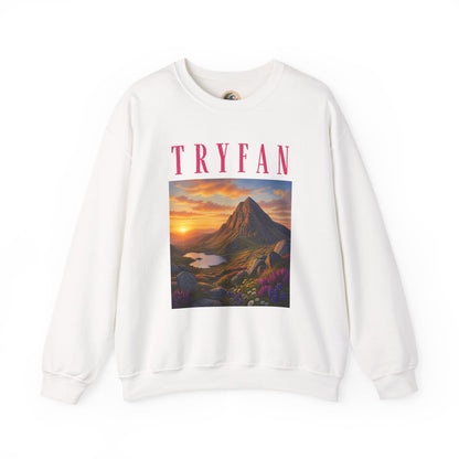 Tryfan Mountain Sweatshirt — Scenic Snowdonia Sunset Landscape Crewneck