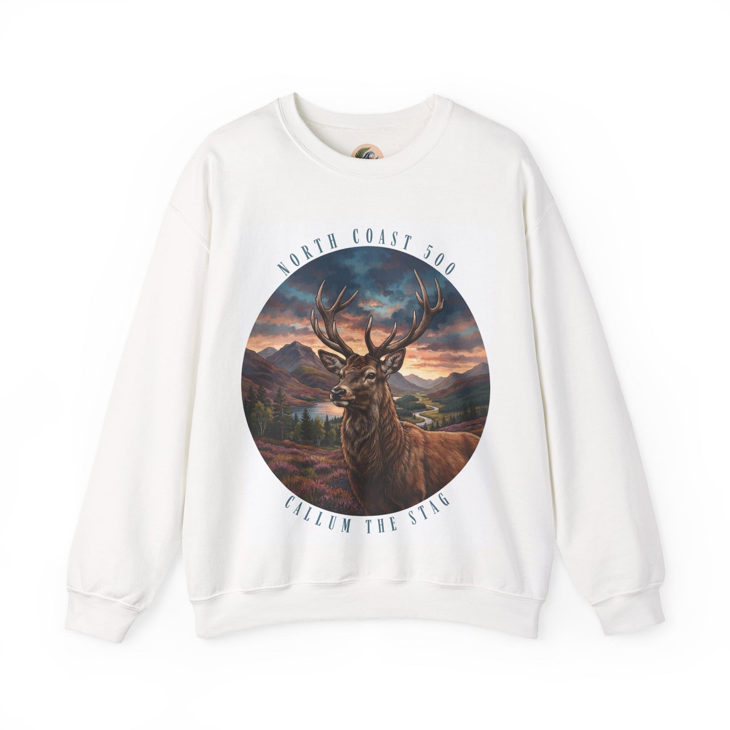 Crewneck Sweatshirt — 'Callum the Stag' North Coast 500 Scenic Deer Graphic
