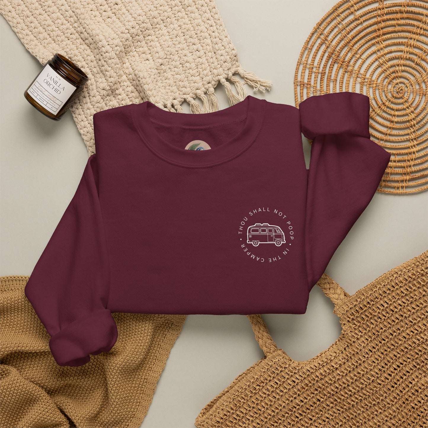 Cozy Camper Crewneck Sweatshirt — Van Life Humour Chest Graphic