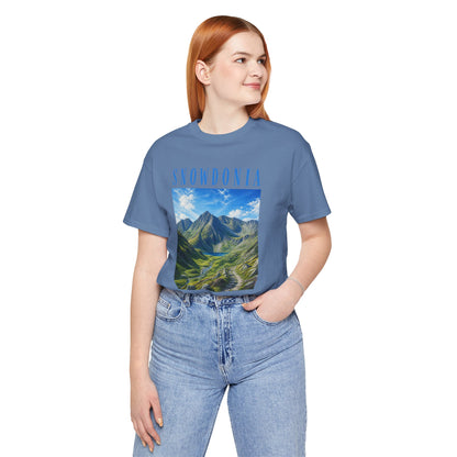 Glyderau Landscape T‑Shirt – Scenic 'SNOWDONIA' Mountain Graphic Tee