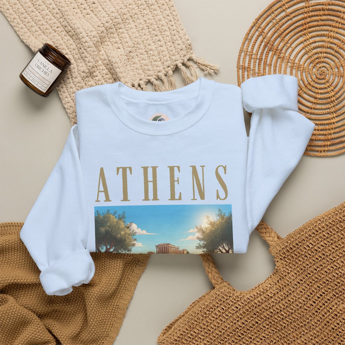 Athens Scenic Crewneck Sweatshirt — Vintage Greece Travel Pullover