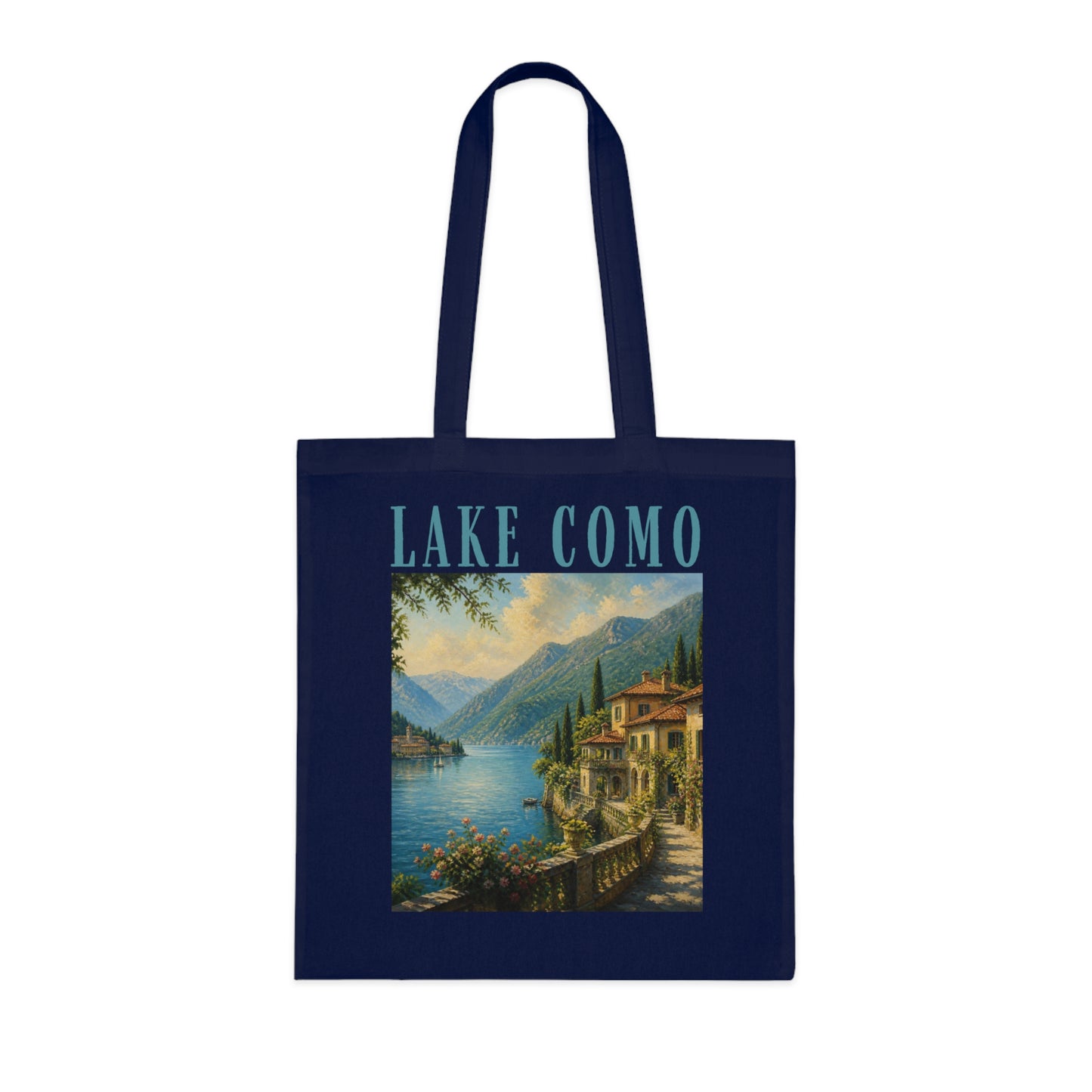 Lake Como Scenic Cotton Tote Bag – Vintage Travel Poster Design