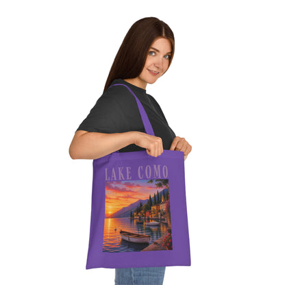 Lake Como Sunset Tote Bag — Italian Lakeside Travel Cotton Tote