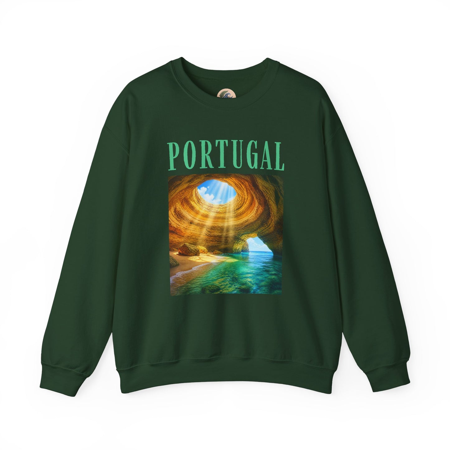 Portugal Benagil Cave Crewneck Sweatshirt — Coastal Travel Graphic Pullover