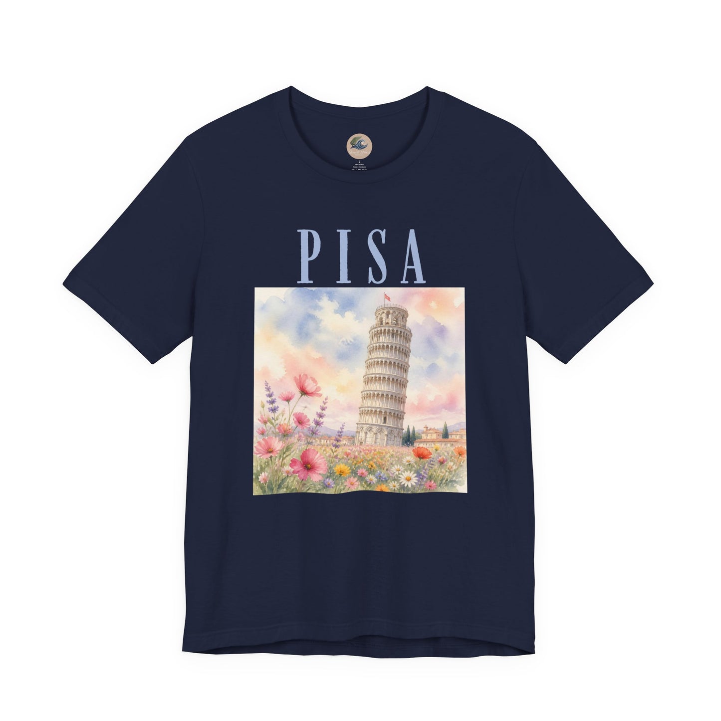 Pisa Floral Illustration T‑Shirt — Leaning Tower Travel Tee