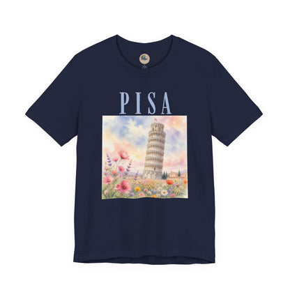 Pisa Floral Illustration T‑Shirt — Leaning Tower Travel Tee