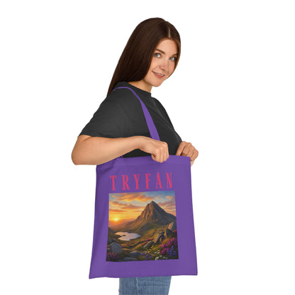 Tryfan Mountain Cotton Tote — Scenic Snowdonia Sunset Landscape Tote Bag