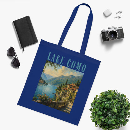 Lake Como Scenic Cotton Tote Bag – Vintage Travel Poster Design