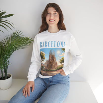 Barcelona Sagrada Família Crewneck Sweatshirt — Vintage Travel Graphic