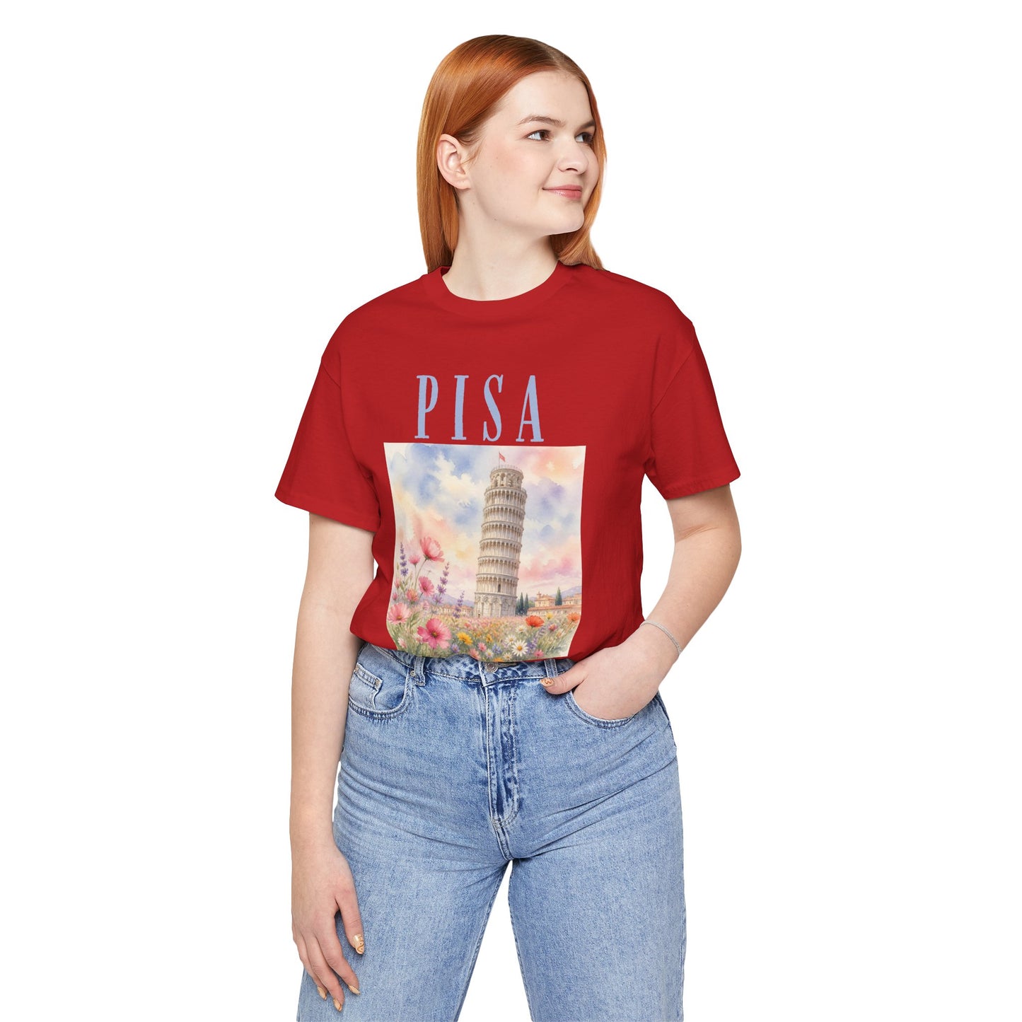Pisa Floral Illustration T‑Shirt — Leaning Tower Travel Tee