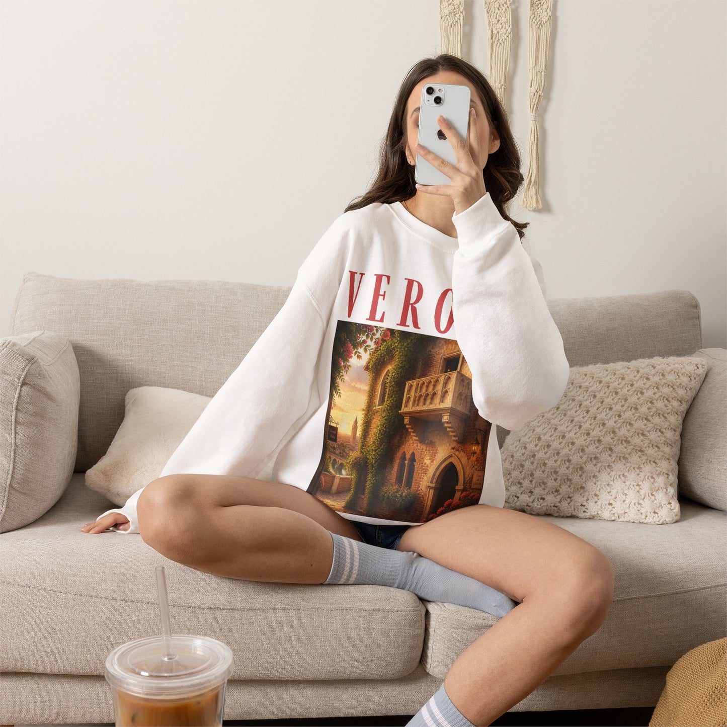 Verona Scenic Sweatshirt — Vintage Italian Balcony Graphic Crewneck