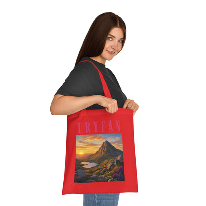 Tryfan Mountain Cotton Tote — Scenic Snowdonia Sunset Landscape Tote Bag