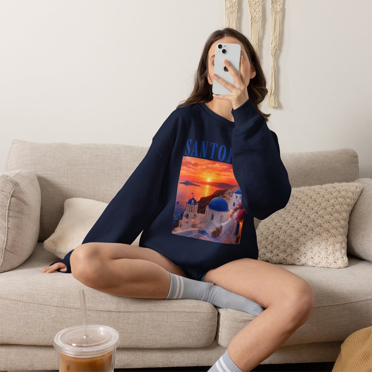 Santorini Sunset Sweatshirt — Greek Island Travel Crewneck