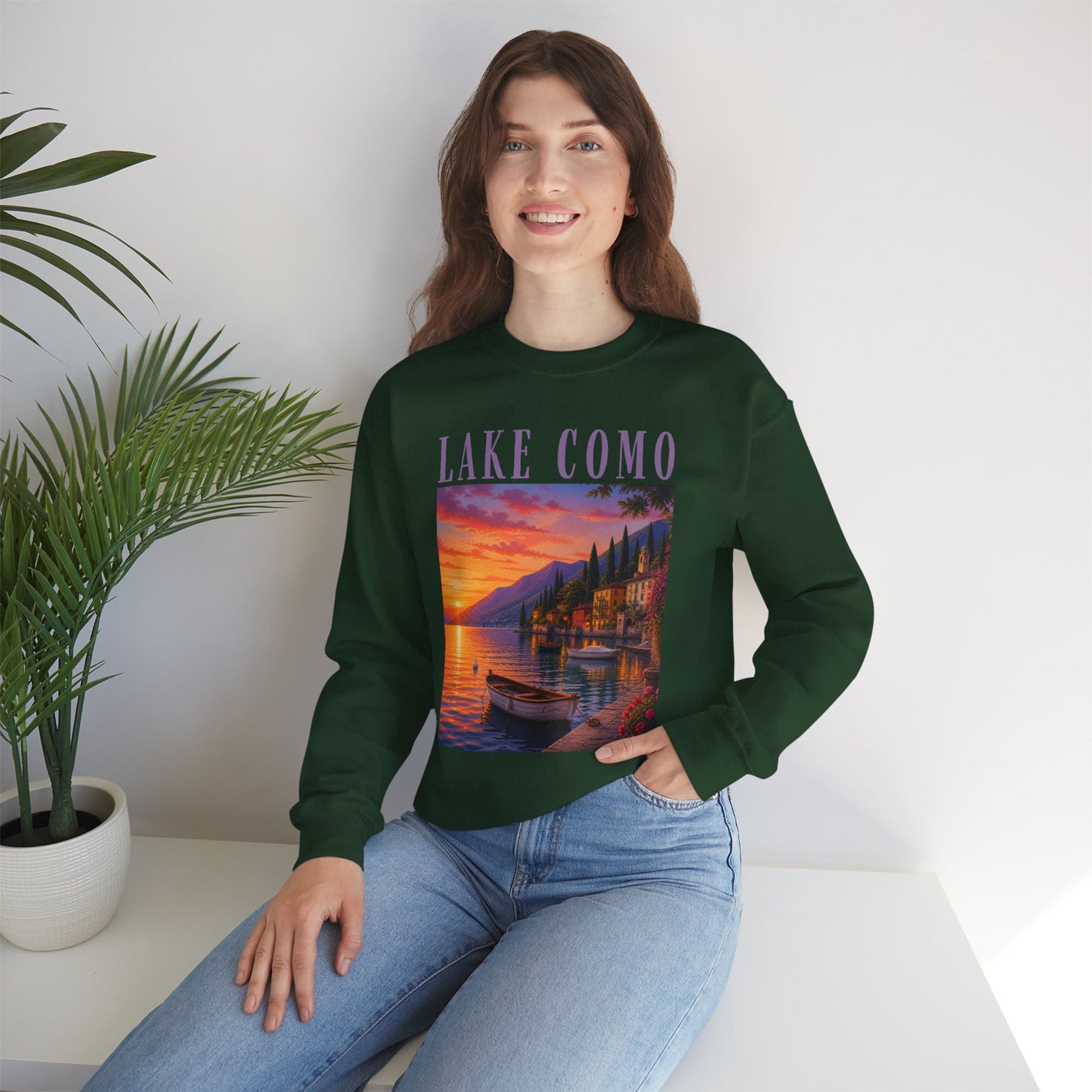 Lake Como Sunset Crewneck Sweatshirt