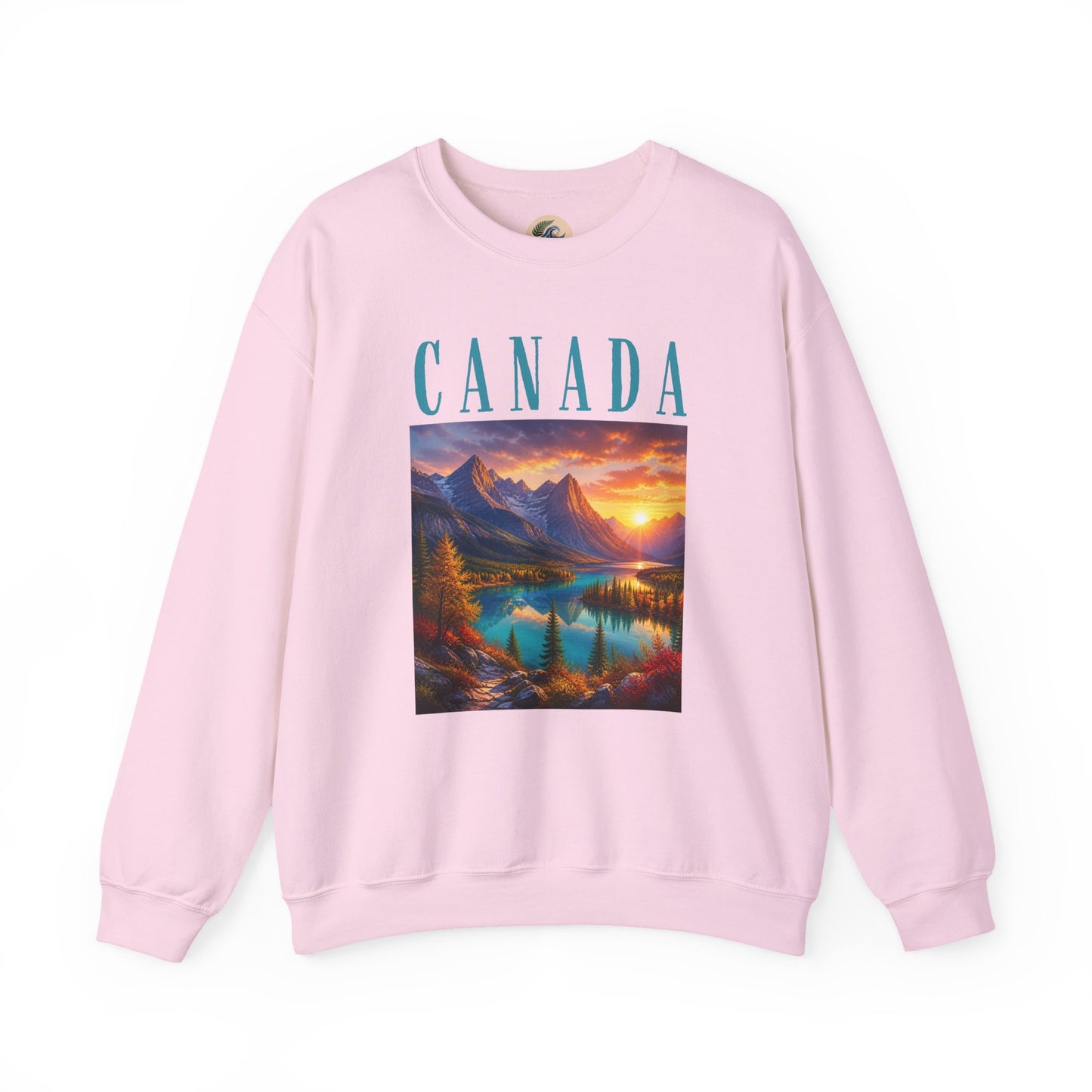 Canada Banff Scenic Crewneck Sweatshirt — Mountain Lake Sunset Graphic