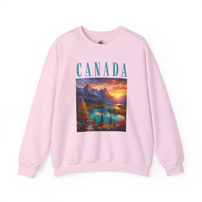 Canada Banff Scenic Crewneck Sweatshirt — Mountain Lake Sunset Graphic