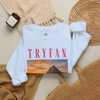 Tryfan Mountain Sweatshirt — Scenic Snowdonia Sunset Landscape Crewneck
