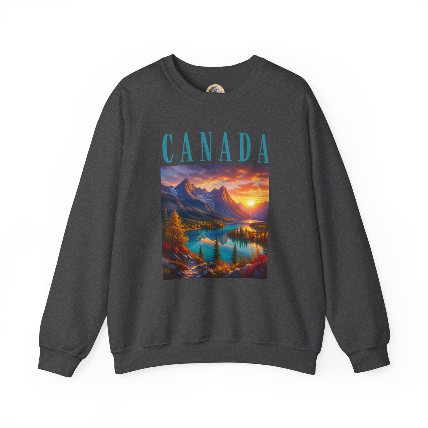 Canada Banff Scenic Crewneck Sweatshirt — Mountain Lake Sunset Graphic