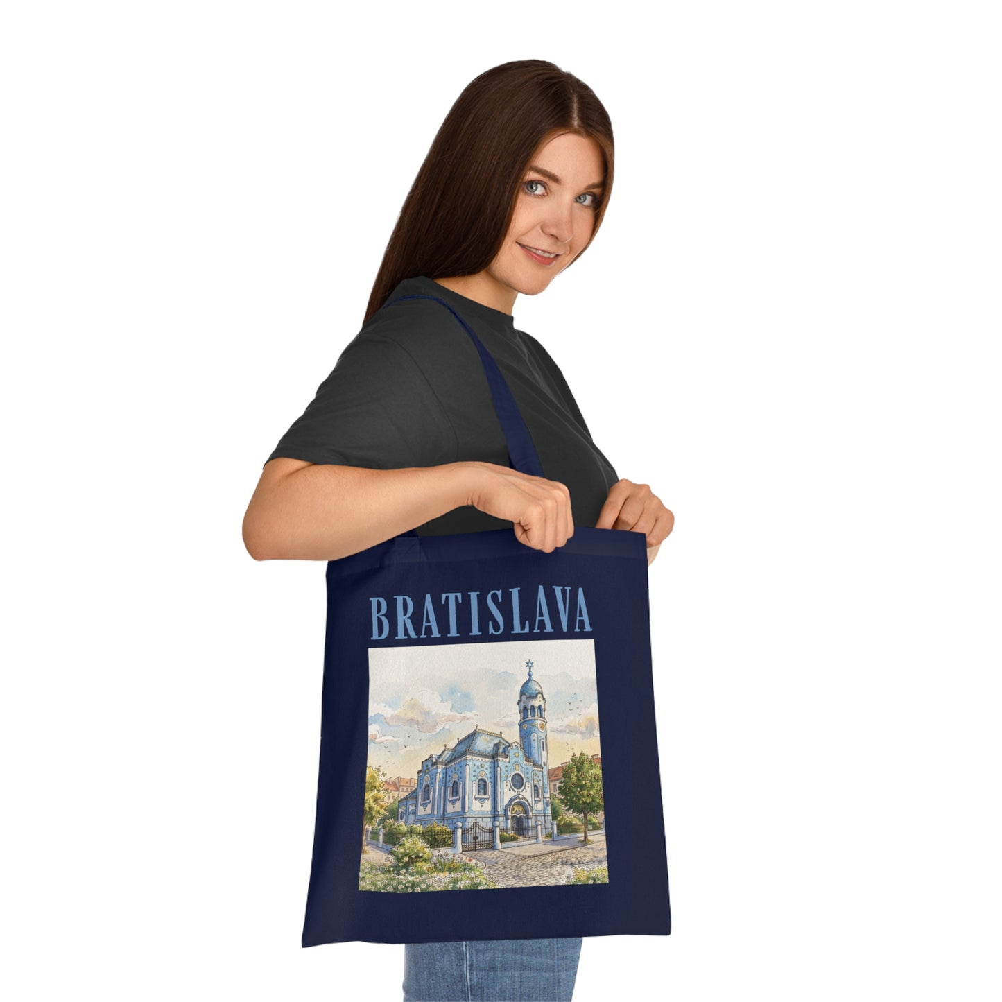 Bratislava Watercolor Cathedral Tote Bag – Travel Souvenir Cotton Shopper