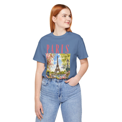 Paris Floral Eiffel Tower Tee — Vintage Romantic France T-Shirt