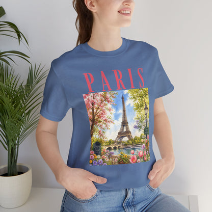 Paris Floral Eiffel Tower Tee — Vintage Romantic France T-Shirt