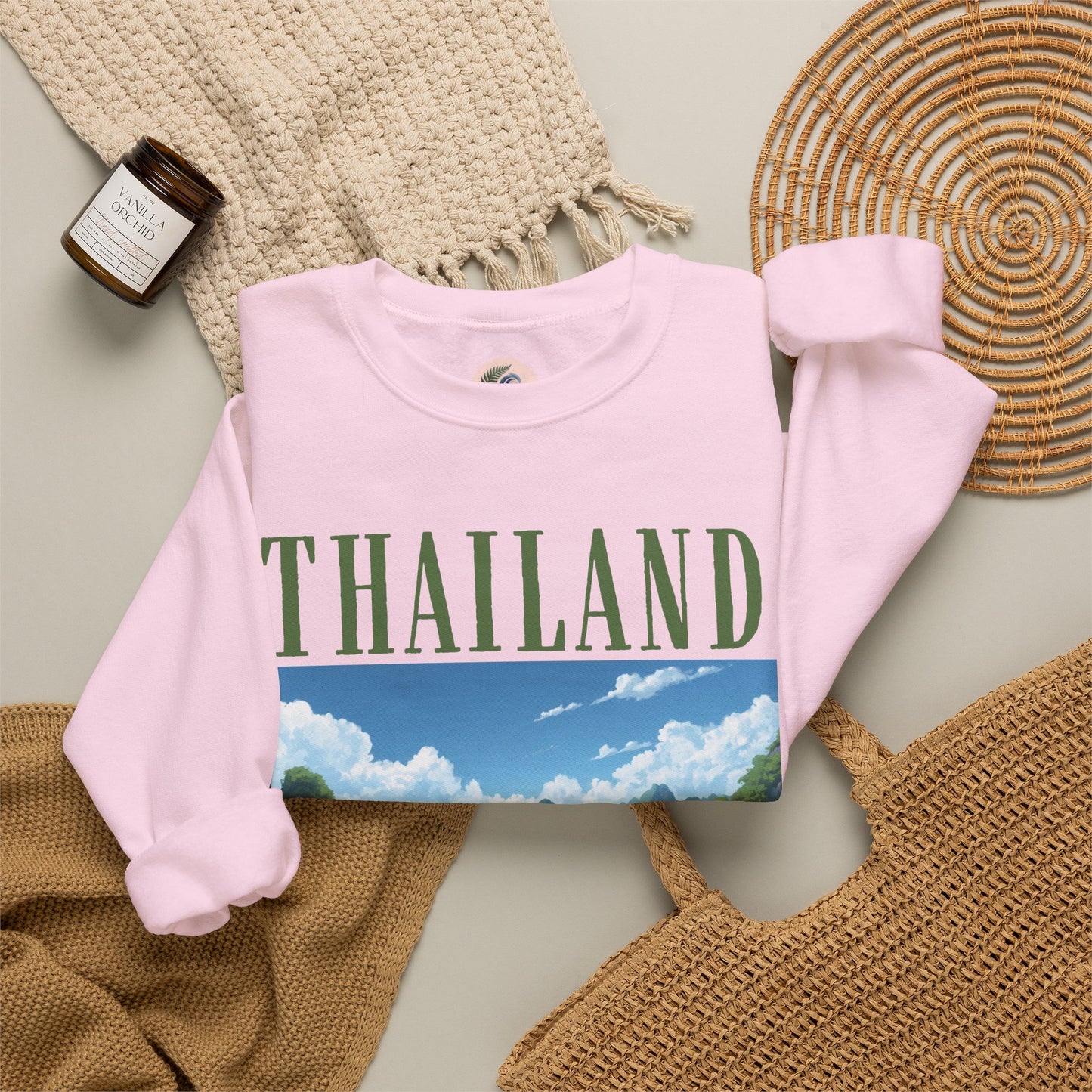 Thailand Scenic Crewneck Sweatshirt — Tropical Island Graphic Pullover
